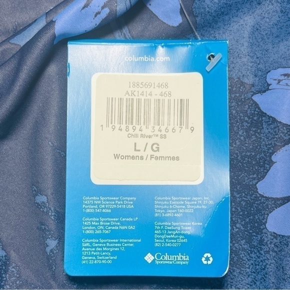 COLUMBIA Chill River short sleeve shirt back keyhole openings blue size L - Picture 10 of 14